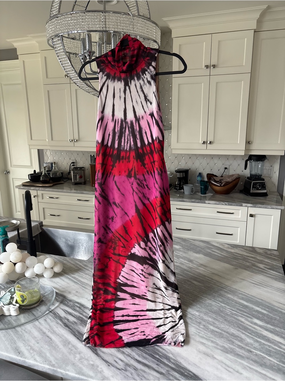 Tie-Dye Maxi Dress in Red, Pink & Black size small